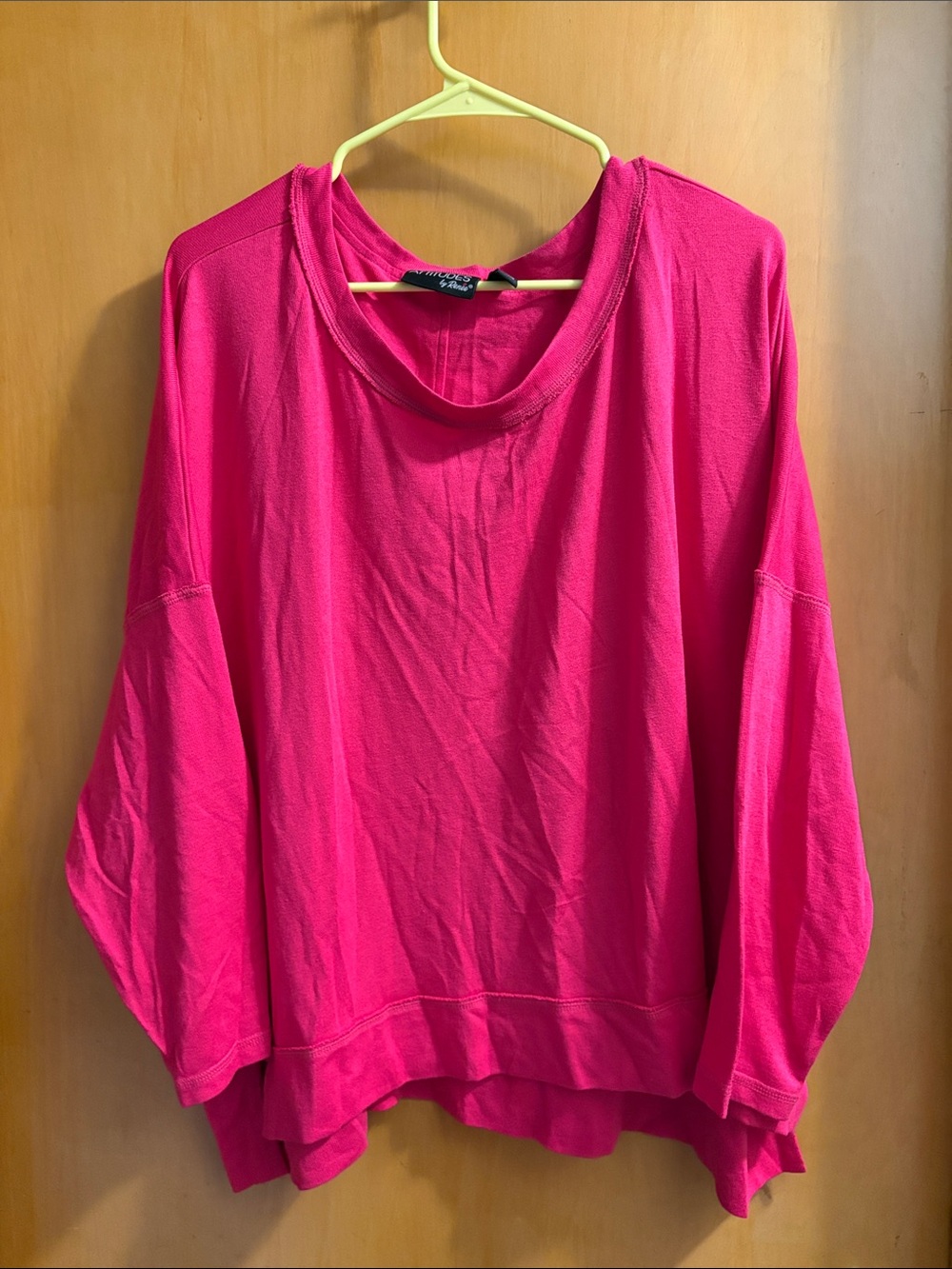 Attitudes by Renee Fuchsia Boxy Long-Sleeve Pullover 2x